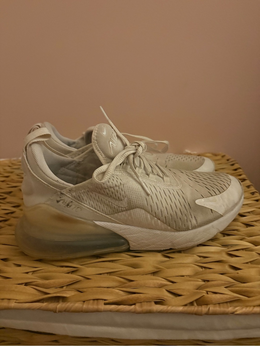 Nike Women’s Air Max 270 Sneakers in Light Cream and White